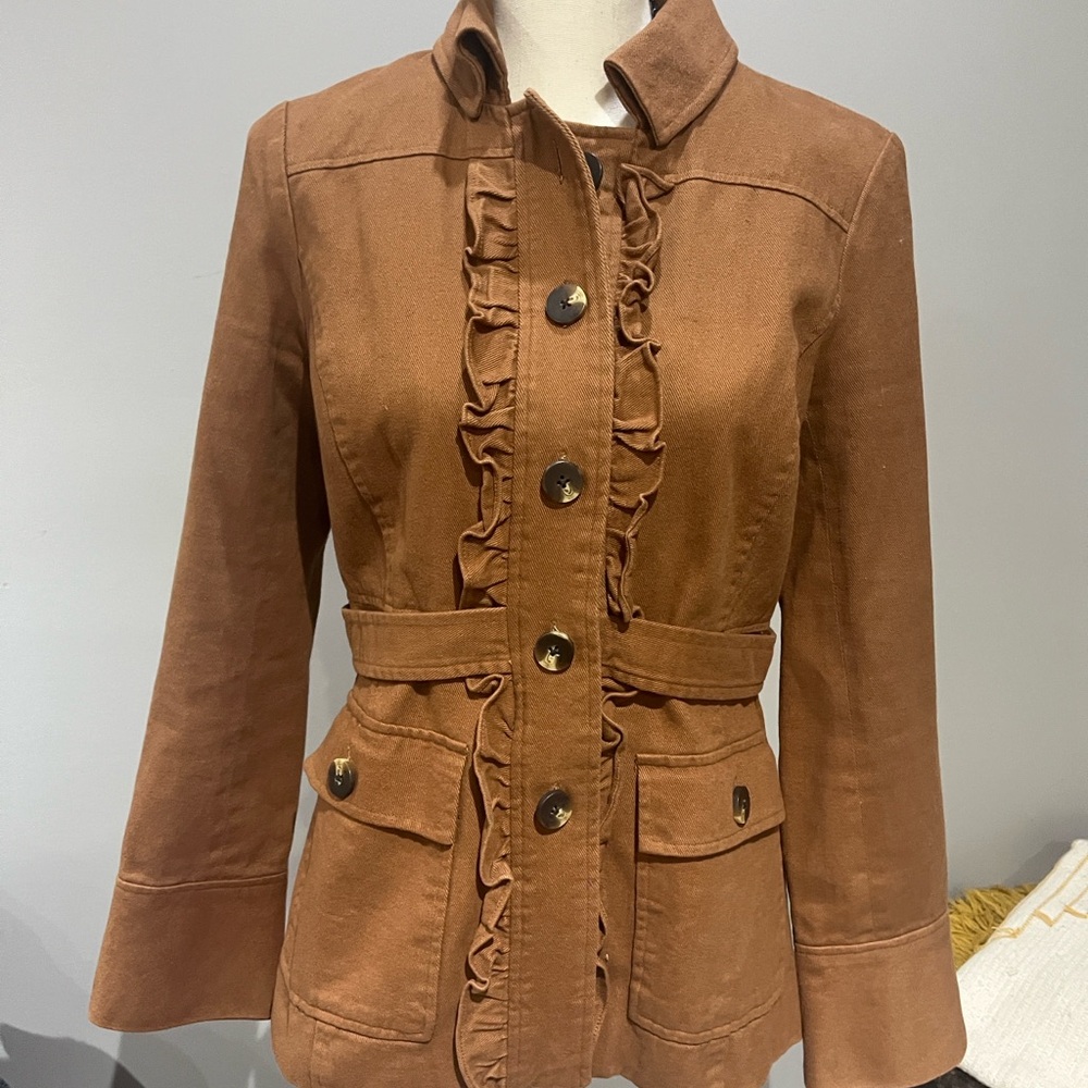 Tabitha by Anthropologie Rust Ruffle Jacket